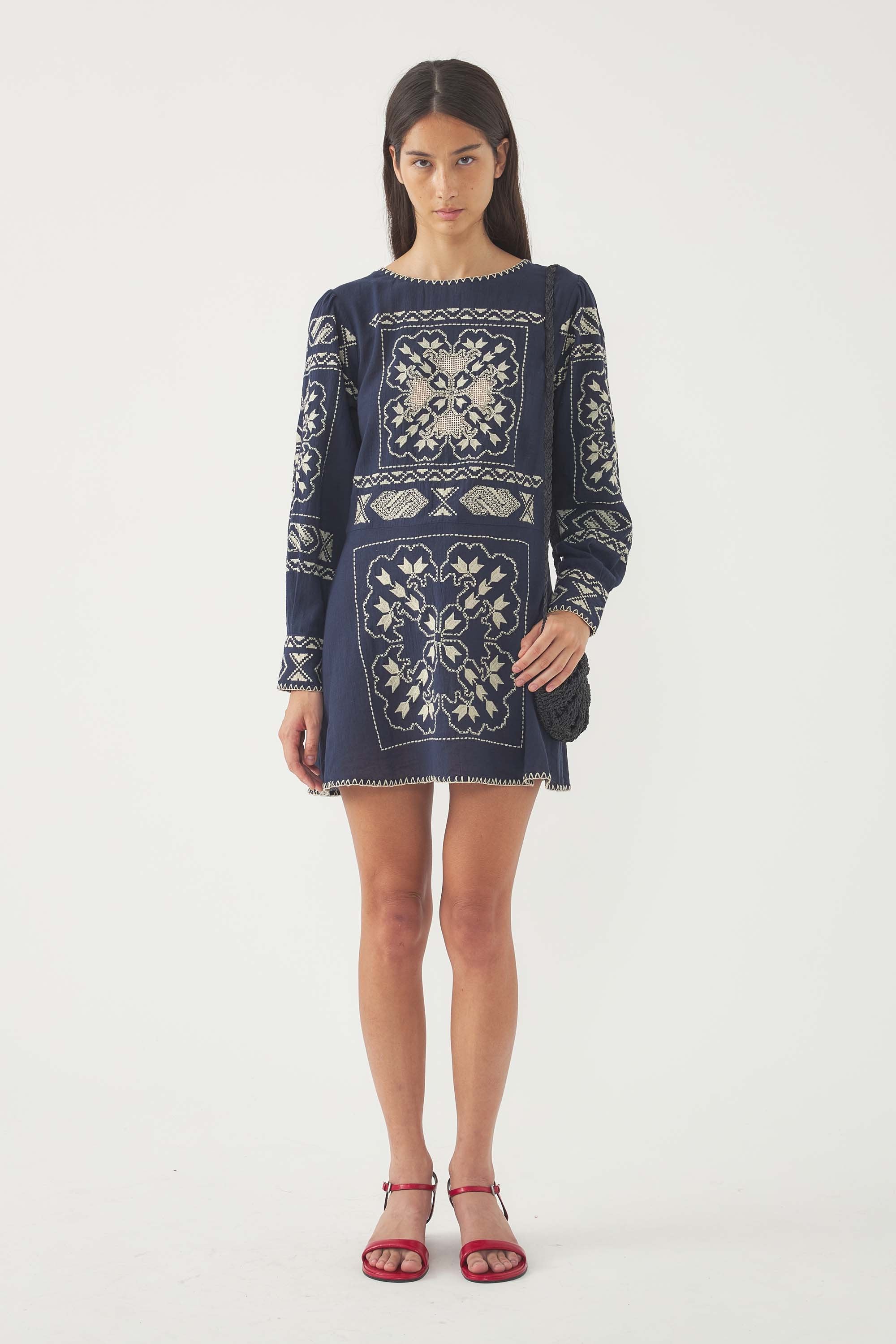 Langes besticktes Kleid Milos